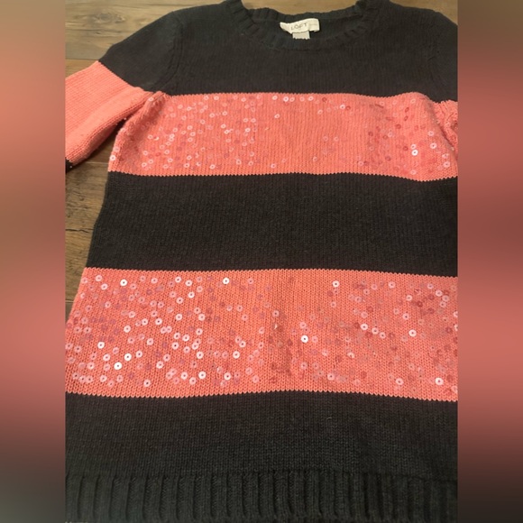LOFT Petites Sequin Stripe Sweater – Size Small Petite - Picture 2 of 6